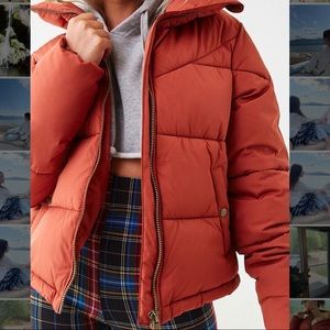 Rust puffer coat